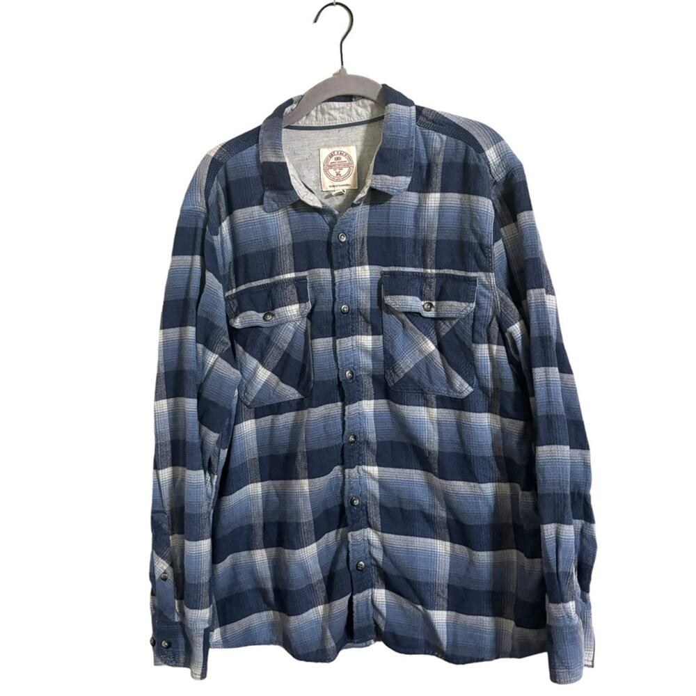 Fat Face Blue‎ Plaid Flannel Button Down Shirt XL Regular